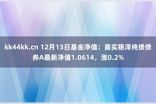 kk44kk.cn 12月13日基金净值：嘉实稳泽纯债债券A最新净值1.0614，涨0.2%