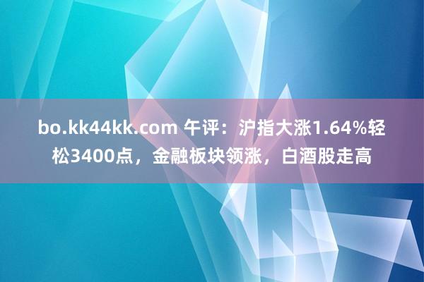 bo.kk44kk.com 午评：沪指大涨1.64%轻松3400点，金融板块领涨，白酒股走高