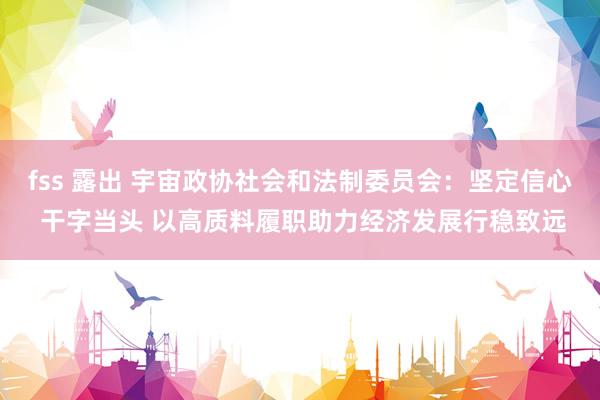 fss 露出 宇宙政协社会和法制委员会：坚定信心 干字当头 以高质料履职助力经济发展行稳致远