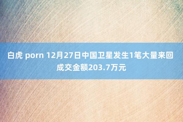白虎 porn 12月27日中国卫星发生1笔大量来回 成交金额203.7万元